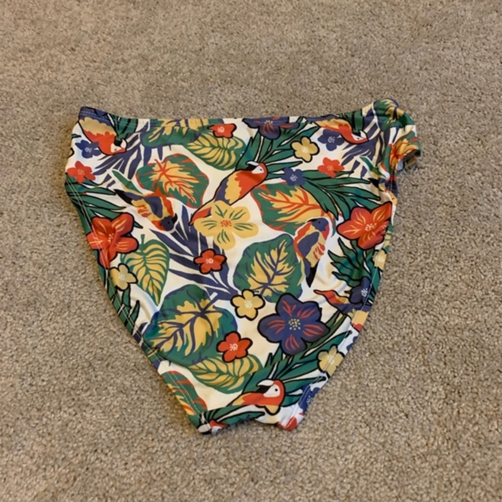 Modcloth Tropical Floral Bikini - Green Multi with Orange Accents - Picture 2 of 5